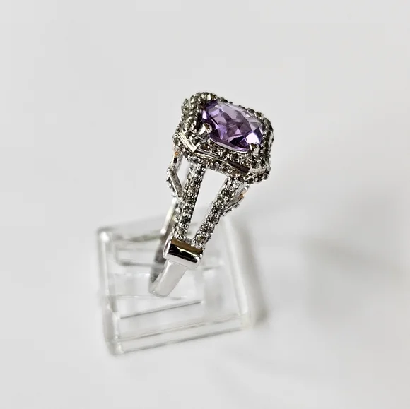 Genuine Carol Brodie Rarities Amethyst & Rubies Sterling Silver Ring Size 9! - Picture 7 of 16